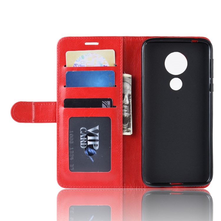Crazy Horse PU Leather Wallet Phone Casing for Motorola Moto G7 Power (US Version) - Red-5