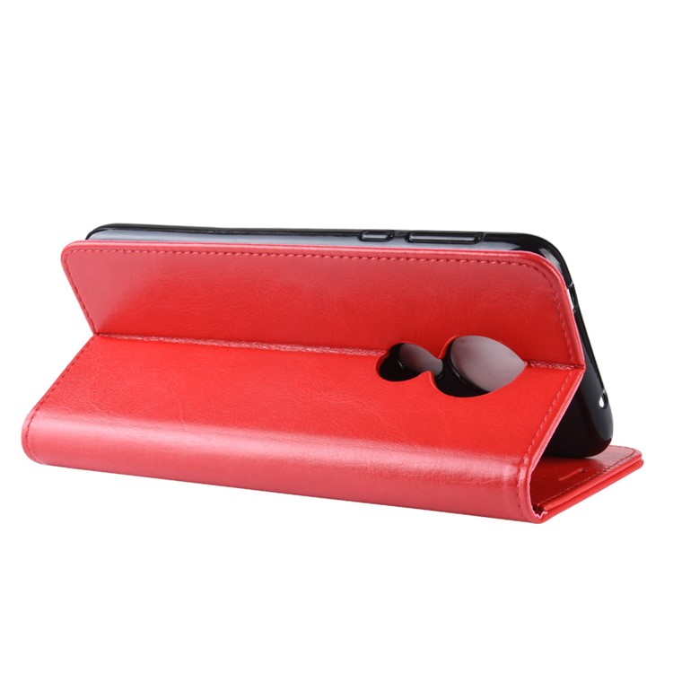 Crazy Horse PU Leather Wallet Phone Casing for Motorola Moto G7 Power (US Version) - Red-7