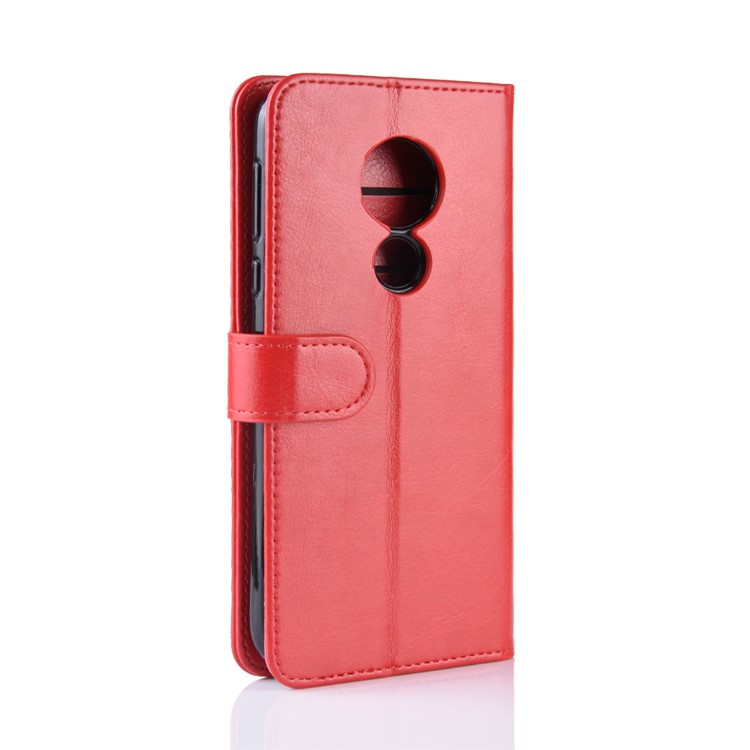 Crazy Horse PU Leather Wallet Phone Casing for Motorola Moto G7 Power (US Version) - Red-8