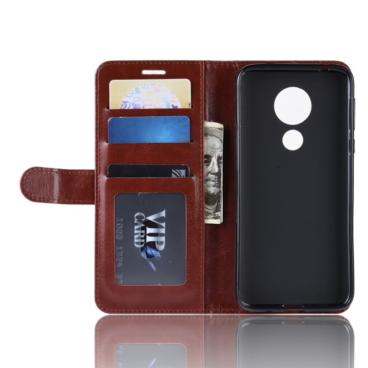 Crazy Horse PU Leather Wallet Phone Casing for Motorola Moto G7 Power (US Version) - Brown-5