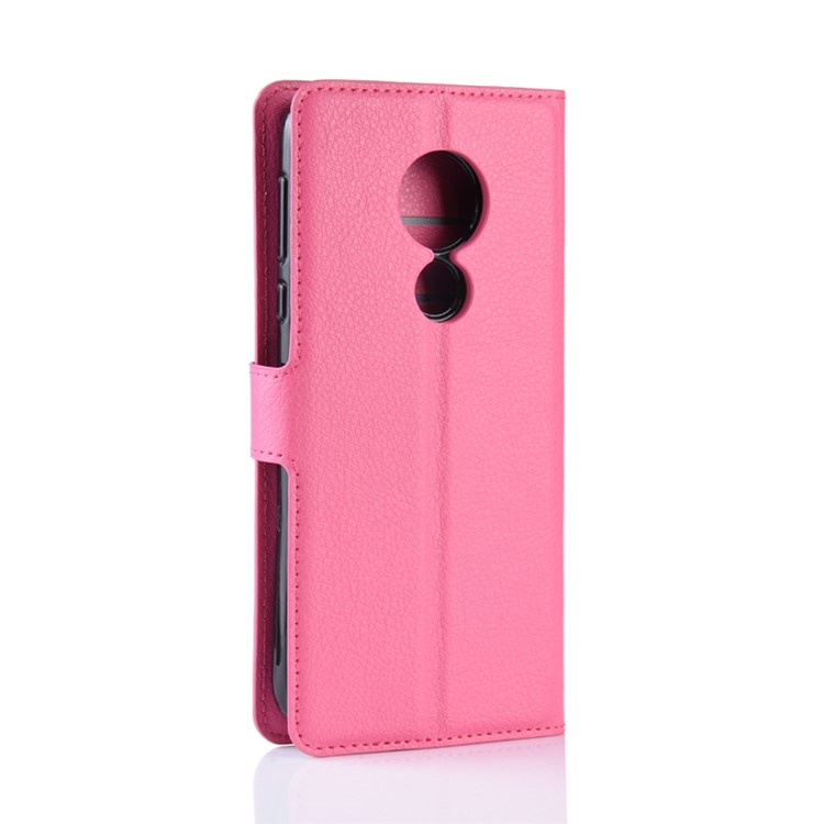 Litchi Skin PU Leather Phone Shell with Stand Wallet for Motorola Moto G7 Power (US Version) - Rose-6