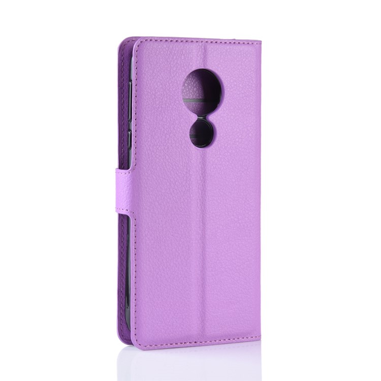 Litchi Skin PU Leather Phone Shell with Stand Wallet for Motorola Moto G7 Power (US Version) - Purple-6