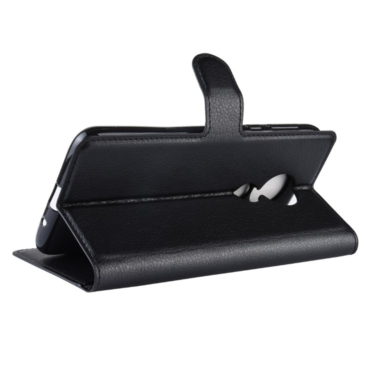Litchi Skin PU Leather Wallet Stand Phone Cover for Motorola Moto G7 Power (EU Version) - Black-6