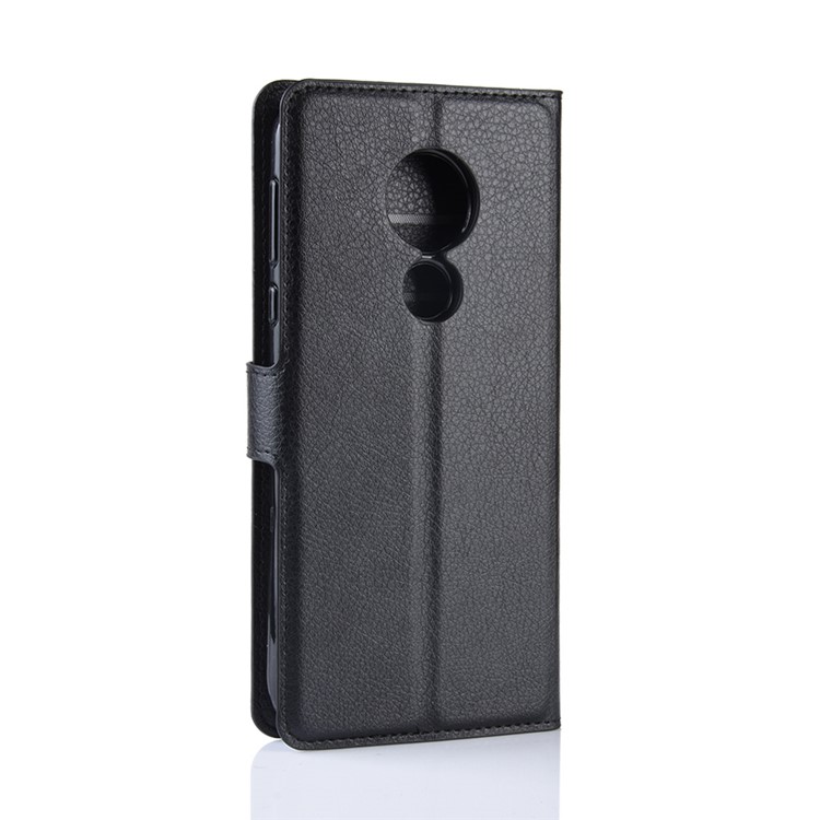 Litchi Skin PU Leather Wallet Stand Phone Cover for Motorola Moto G7 Power (EU Version) - Black-7