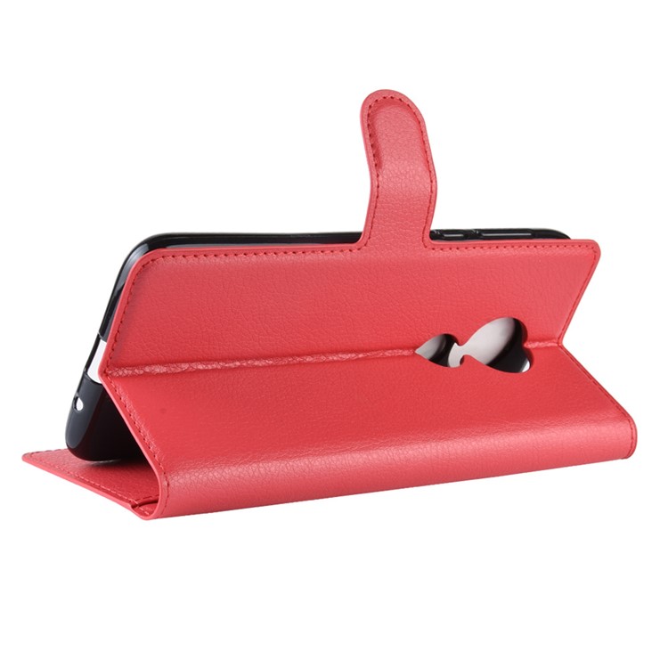 Litchi Skin PU Leather Wallet Stand Phone Cover for Motorola Moto G7 Power (EU Version) - Red-5
