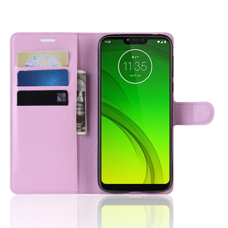 Litchi Skin PU Leather Wallet Stand Phone Cover for Motorola Moto G7 Power (EU Version) - Pink-4