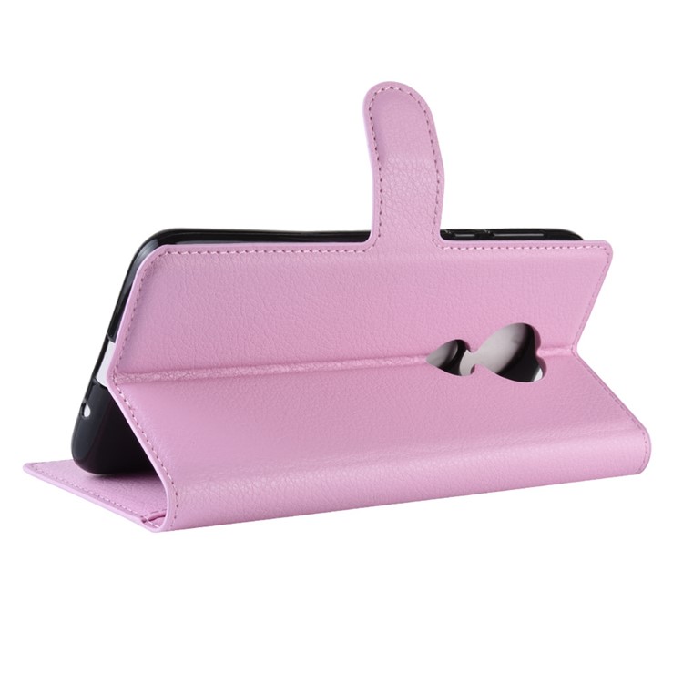 Litchi Skin PU Leather Wallet Stand Phone Cover for Motorola Moto G7 Power (EU Version) - Pink-5
