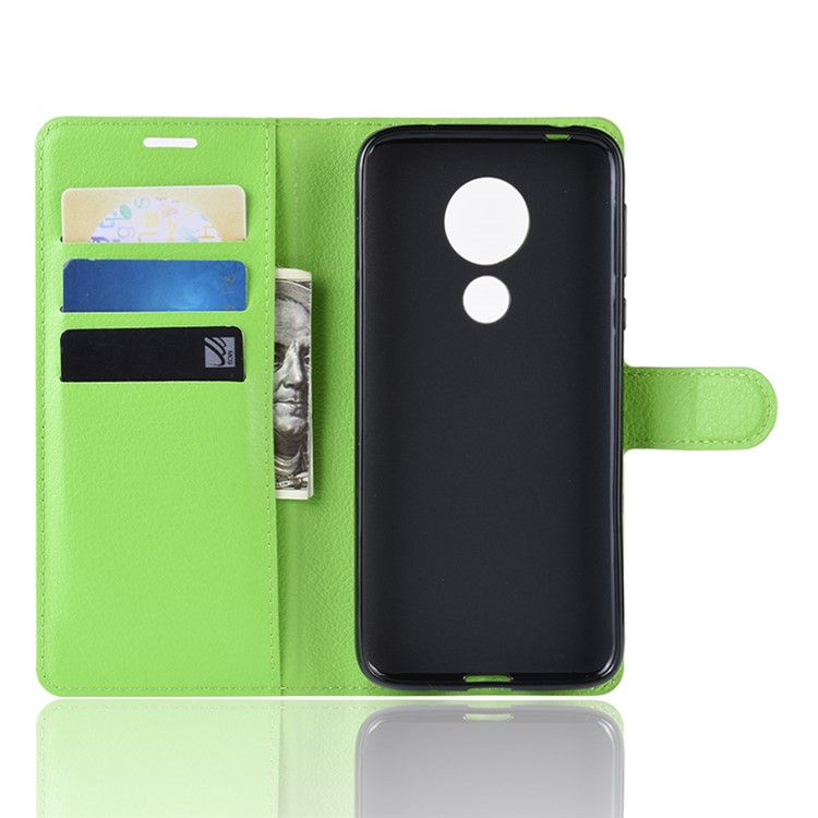 Litchi Skin PU Leather Wallet Stand Phone Cover for Motorola Moto G7 Power (EU Version) - Green-3