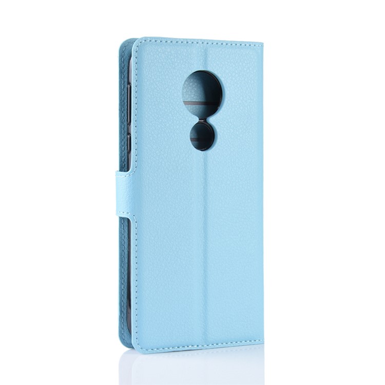 Litchi Skin PU Leather Wallet Stand Phone Cover for Motorola Moto G7 Power (EU Version) - Blue-6