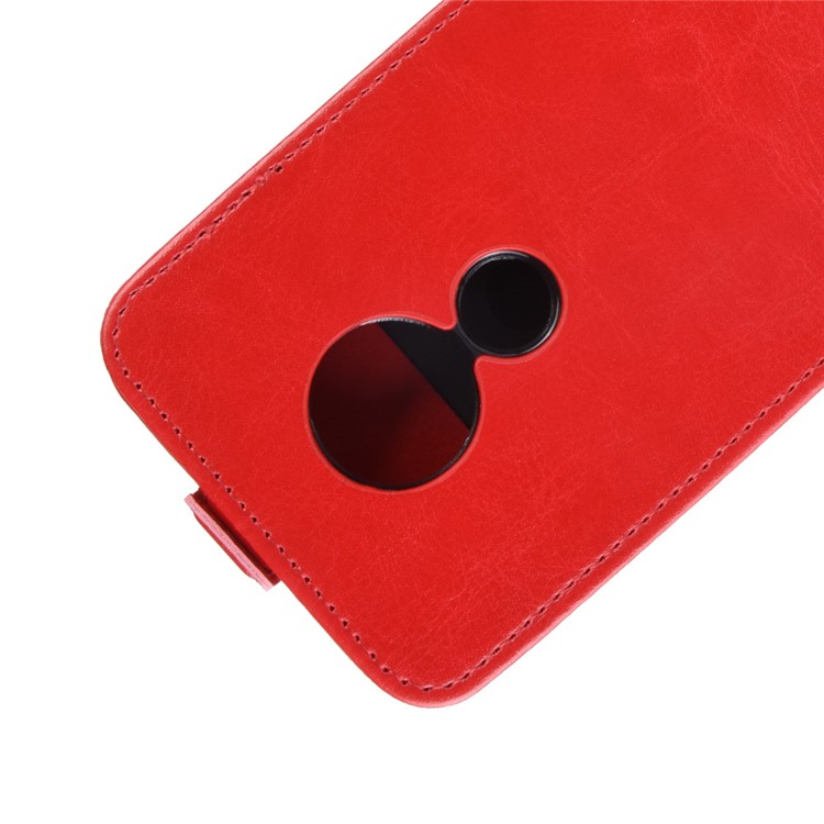 Crazy Horse Vertical Flip PU Leather Case Cover for Motorola Moto G7 Power (EU Version) - Red-3