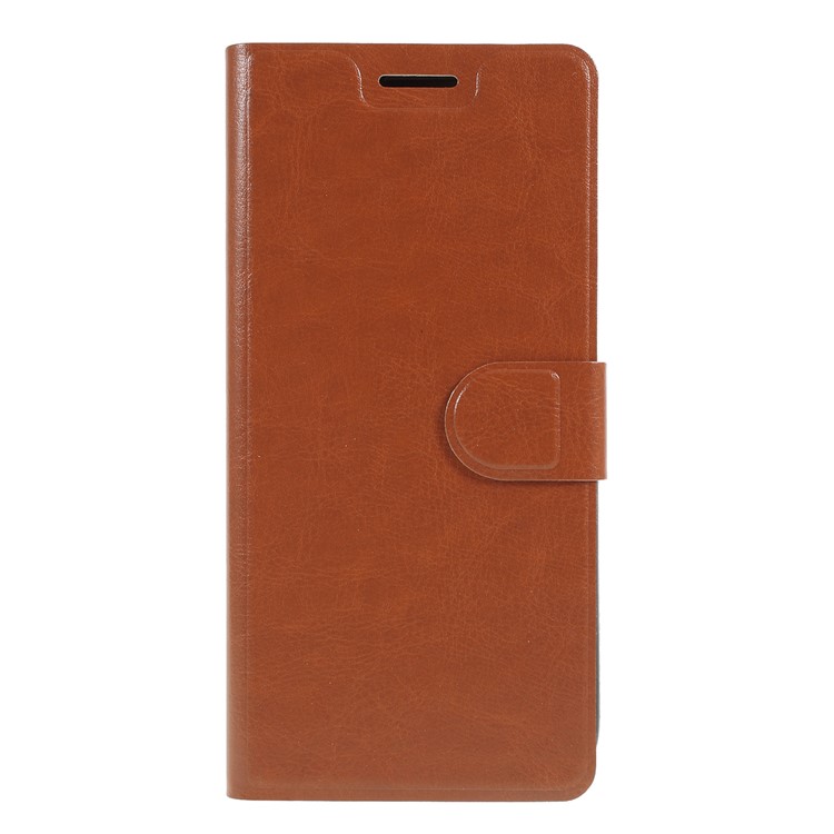 Crazy Horse Leather Stand Case with Card Slot for Motorola Moto G7 Power (EU Version) - Brown-1