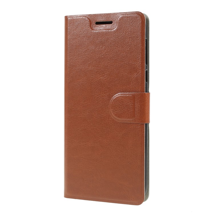 Crazy Horse Leather Stand Case with Card Slot for Motorola Moto G7 Power (EU Version) - Brown-4