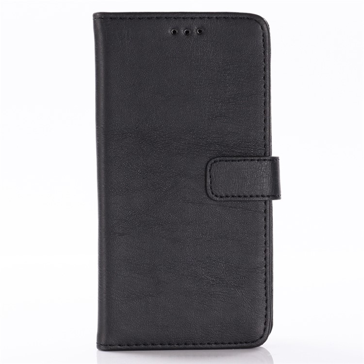 Crazy Horse Vintage Leather Wallet Cover for Motorola Moto G7 Play (EU Version) - Black-1