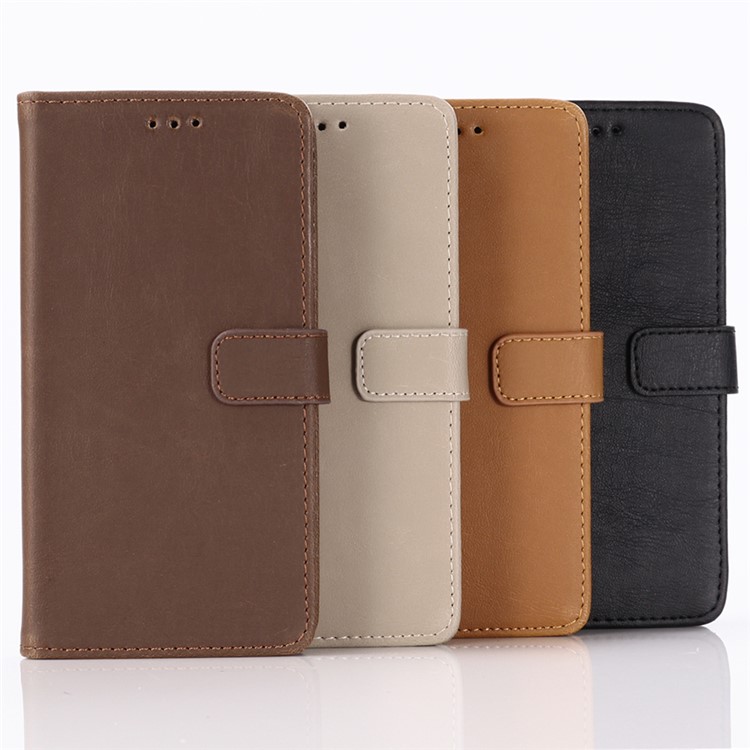 Crazy Horse Vintage Leather Wallet Cover for Motorola Moto G7 Play (EU Version) - Black-6
