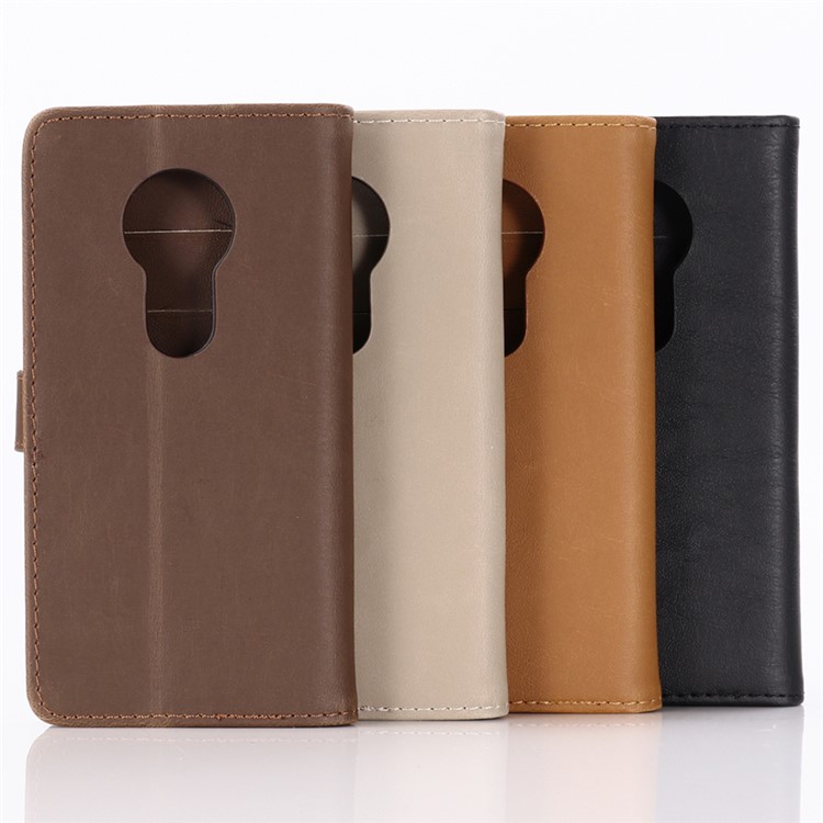 Crazy Horse Vintage Leather Wallet Cover for Motorola Moto G7 Play (EU Version) - Grey-6