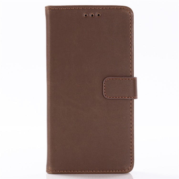 Crazy Horse Vintage Leather Wallet Cover for Motorola Moto G7 Play (EU Version) - Coffee-1