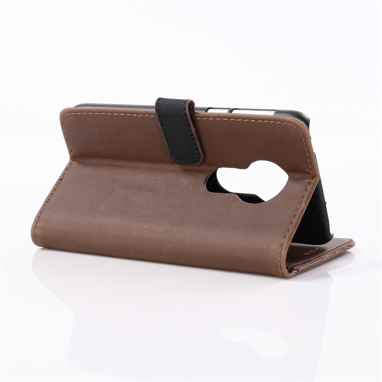 Crazy Horse Vintage Leather Wallet Cover for Motorola Moto G7 Play (EU Version) - Coffee-3