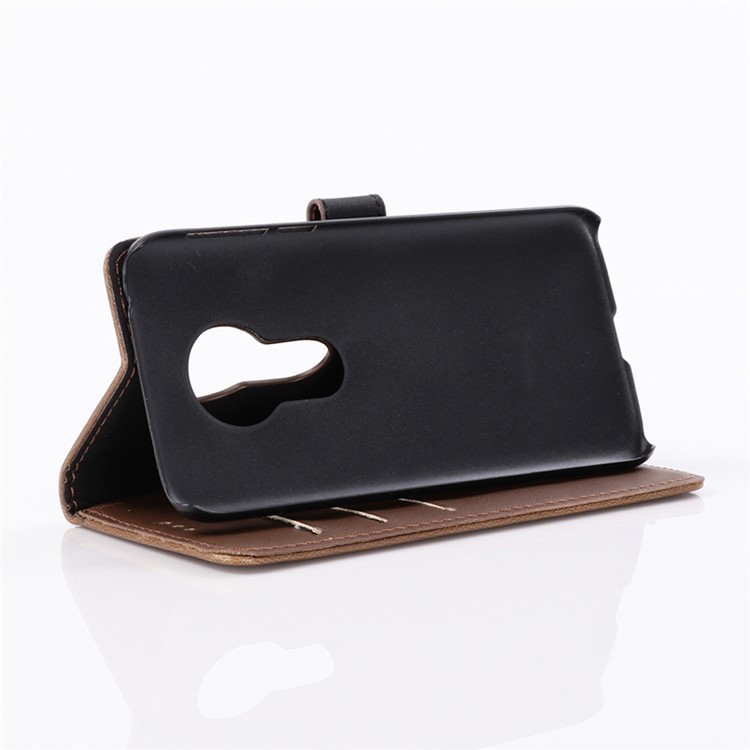Crazy Horse Vintage Leather Wallet Cover for Motorola Moto G7 Play (EU Version) - Coffee-4
