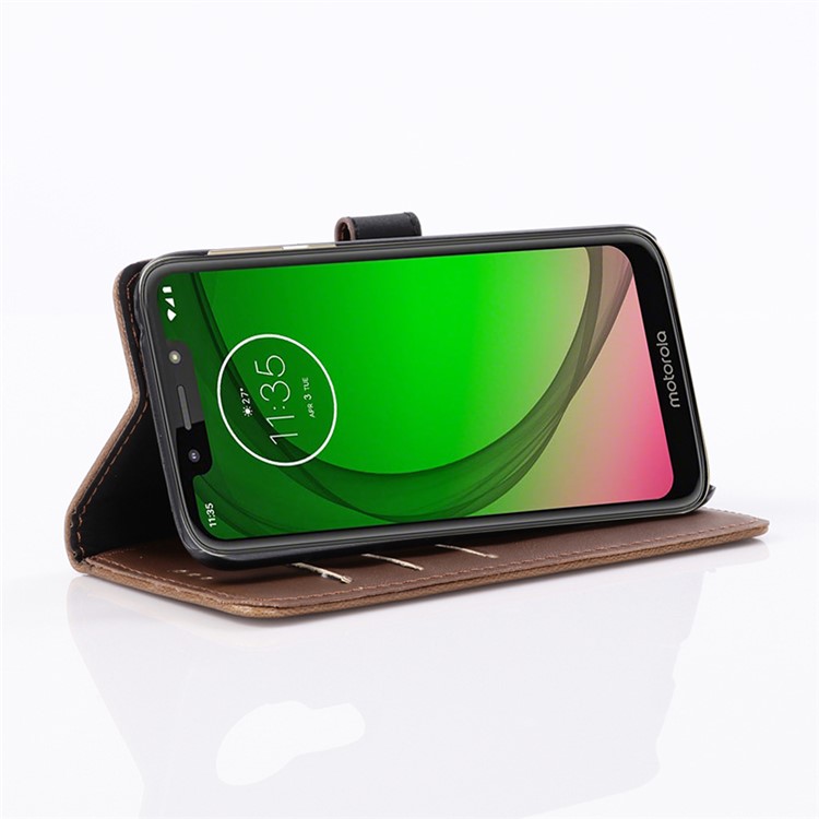 Crazy Horse Vintage Leather Wallet Cover for Motorola Moto G7 Play (EU Version) - Coffee-7
