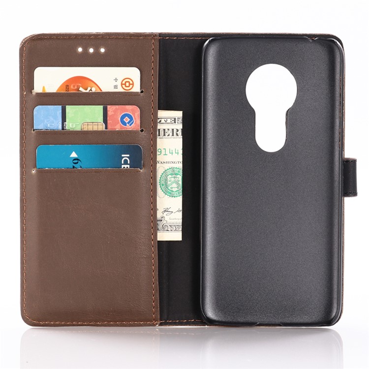 Crazy Horse Vintage Leather Wallet Cover for Motorola Moto G7 Play (EU Version) - Coffee-8