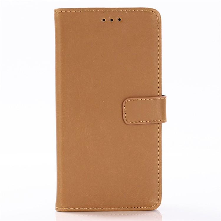 Crazy Horse Vintage Leather Wallet Cover for Motorola Moto G7 Play (EU Version) - Brown-1