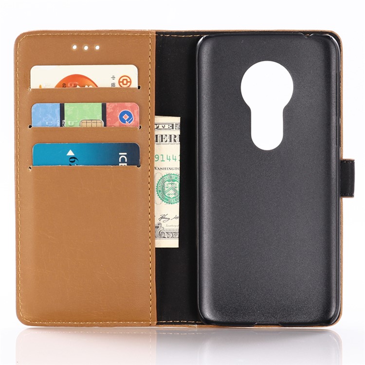 Crazy Horse Vintage Leather Wallet Cover for Motorola Moto G7 Play (EU Version) - Brown-3
