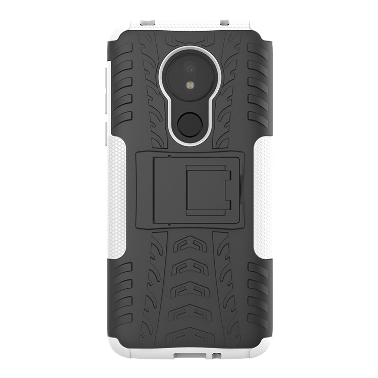 Cool Tyre Kickstand PC + TPU Hybrid Protection Case for Motorola Moto G7 Power (US Version) - White-3