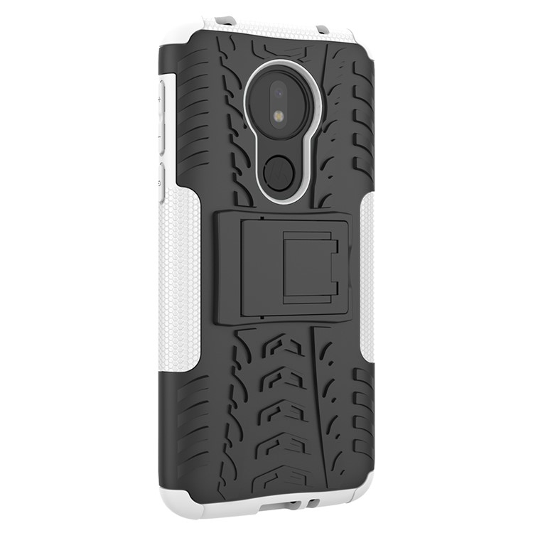 Cool Tyre Kickstand PC + TPU Hybrid Protection Case for Motorola Moto G7 Power (US Version) - White-5