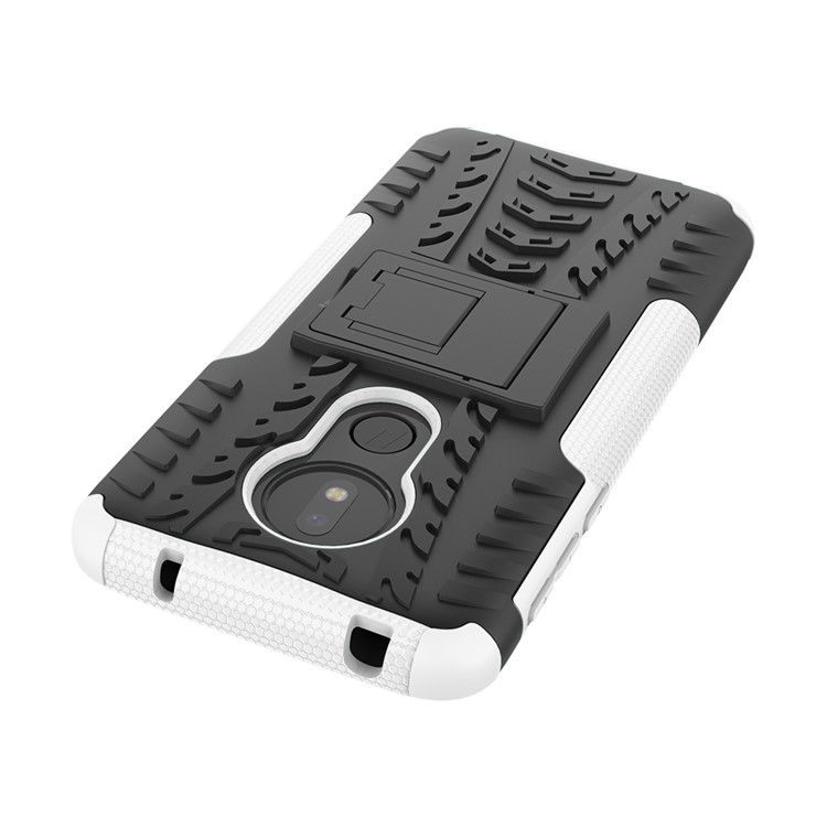 Cool Tyre Kickstand PC + TPU Hybrid Protection Case for Motorola Moto G7 Power (US Version) - White-7