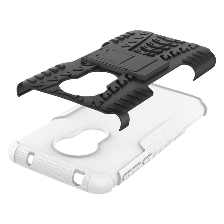 Cool Tyre Kickstand PC + TPU Hybrid Protection Case for Motorola Moto G7 Power (US Version) - White-8