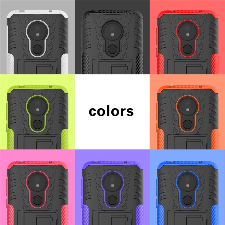 Cool Tyre Kickstand PC + TPU Hybrid Protection Case for Motorola Moto G7 Power (US Version) - White-9