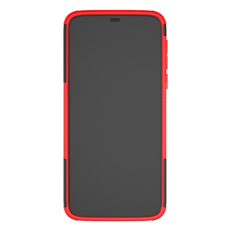 Cool Tyre Kickstand PC + TPU Hybrid Protection Case for Motorola Moto G7 Power (US Version) - Red-6