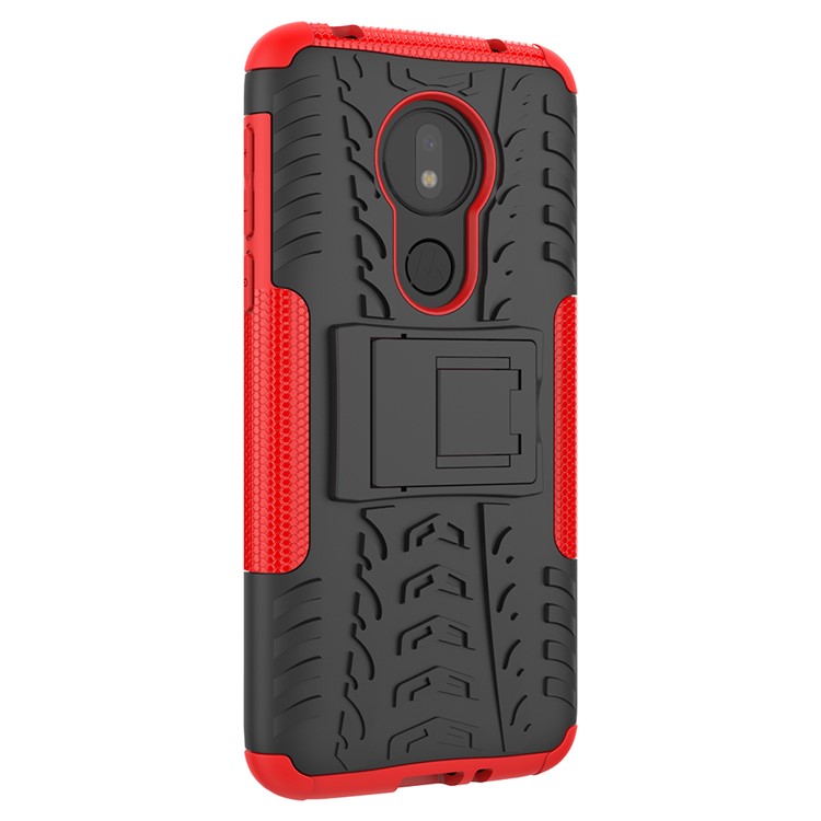 Cool Tyre Kickstand PC + TPU Hybrid Protection Case for Motorola Moto G7 Power (US Version) - Red-7