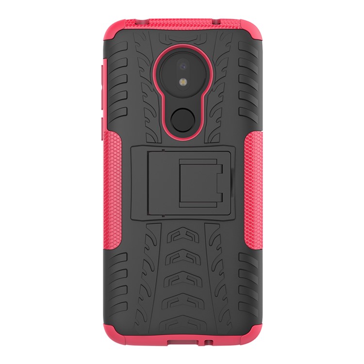 Cool Tyre Kickstand PC + TPU Hybrid Protection Case for Motorola Moto G7 Power (US Version) - Rose-3