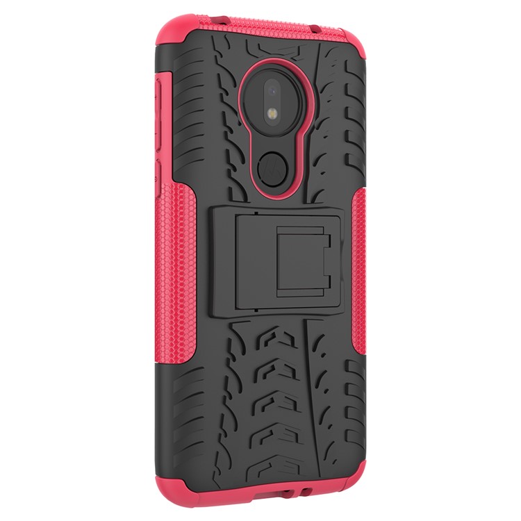Cool Tyre Kickstand PC + TPU Hybrid Protection Case for Motorola Moto G7 Power (US Version) - Rose-4