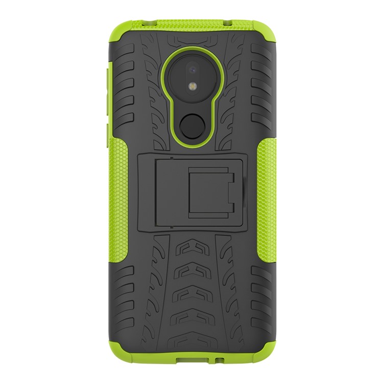 Прохладный Защитный Чехол Для Шины + Подставка Для ПК + ТПУ Для Motorola Moto G7 Power - Зеленый-3