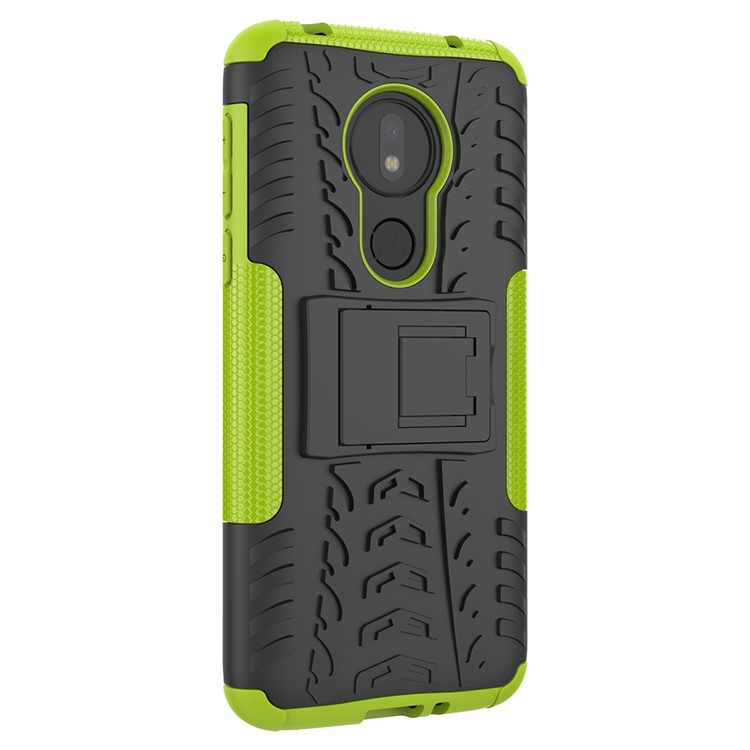 Cool Tire Kickstand PC + Custodia Ibrida TPU Per Motorola Moto G7 Power (versione Statunitense) - Verde-5