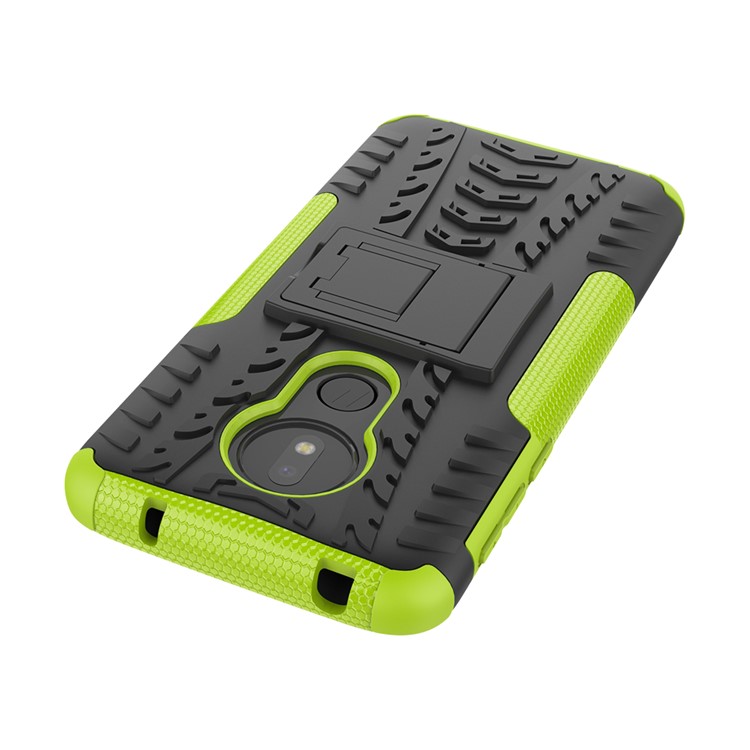 Cool Tire Kickstand PC + Custodia Ibrida TPU Per Motorola Moto G7 Power (versione Statunitense) - Verde-7