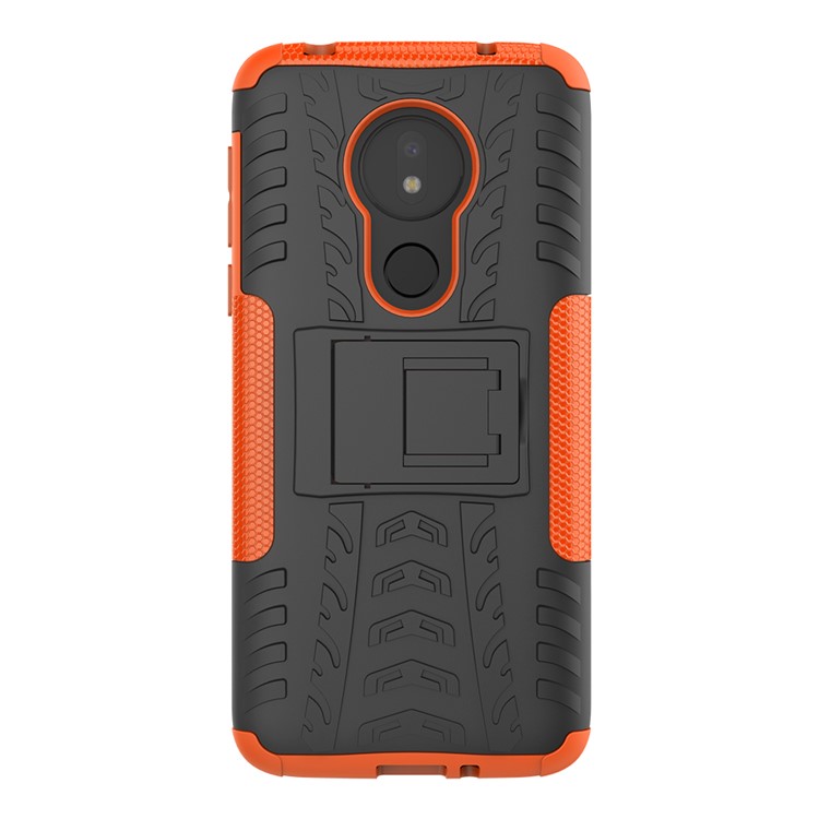 Cool Tyre Kickstand PC + TPU Hybrid Protection Case for Motorola Moto G7 Power (US Version) - Orange-3