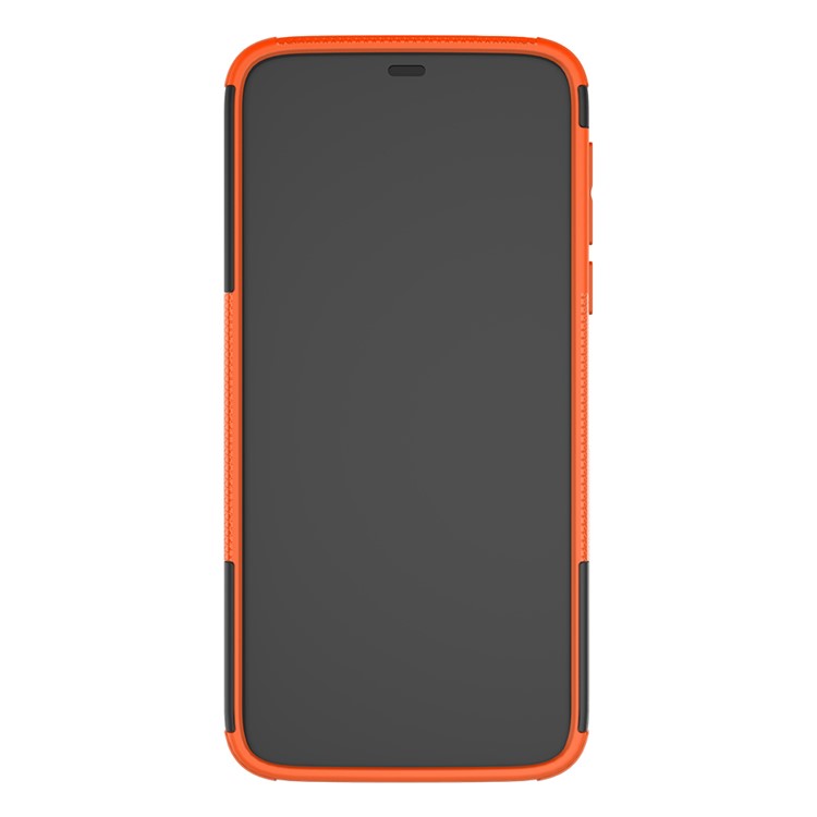 Cool Tire Kickstand PC + TPU Hybrid Protection Case Pour Motorola Moto G7 Power (version Américaine) - Orange-4