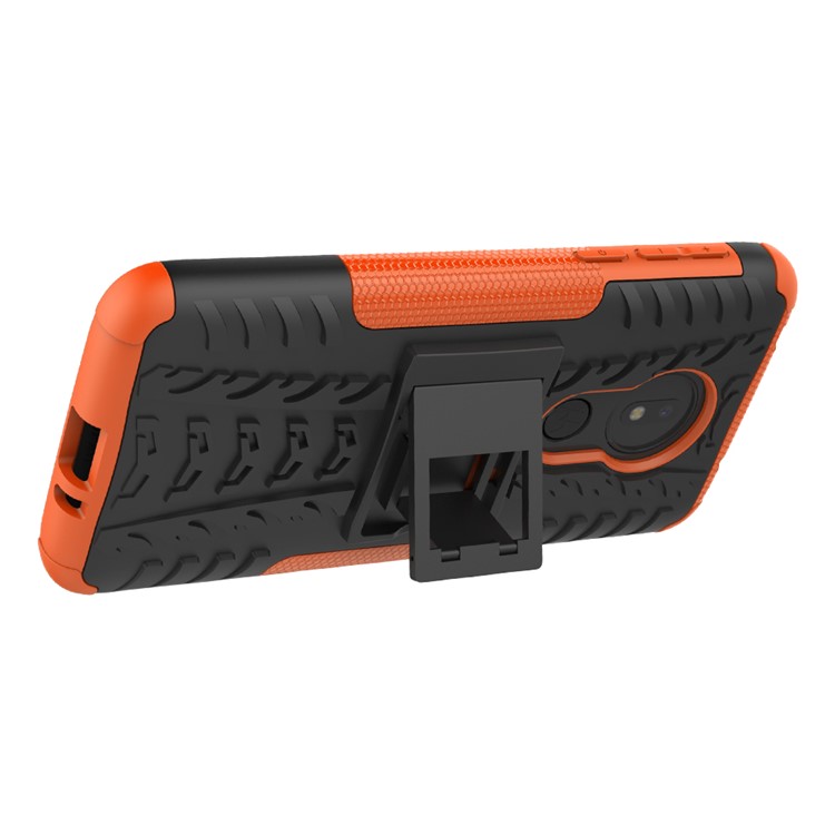 Cool Tyre Kickstand PC + TPU Hybrid Protection Case for Motorola Moto G7 Power (US Version) - Orange-6