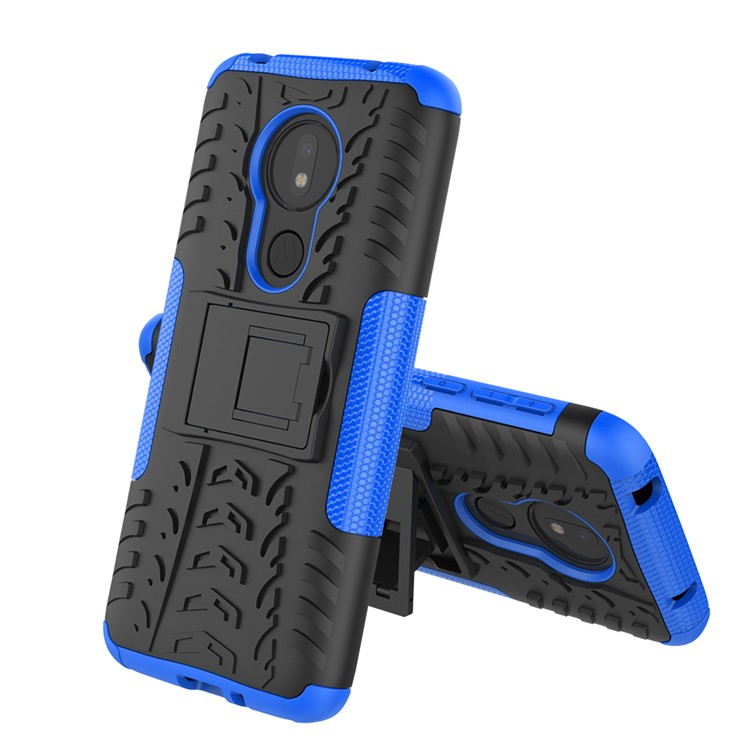 Cool Tyre Kickstand PC + TPU Hybrid Protection Case for Motorola Moto G7 Power (US Version) - Blue-2