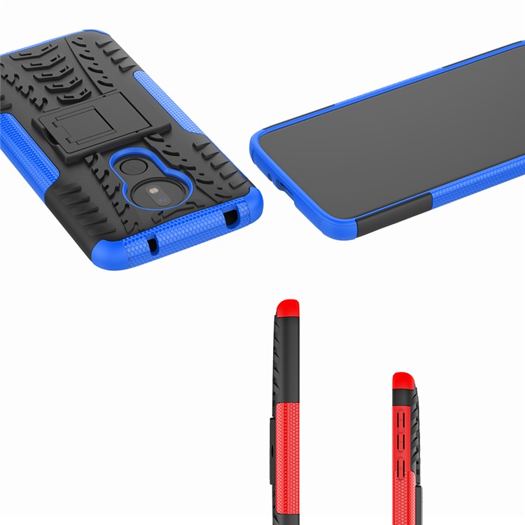 Cool Tyre Kickstand PC + TPU Hybrid Protection Case for Motorola Moto G7 Power (US Version) - Blue-3
