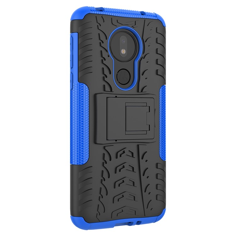 Cool Tyre Kickstand PC + TPU Hybrid Protection Case for Motorola Moto G7 Power (US Version) - Blue-6