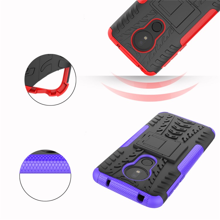 Cool Tyre Kickstand PC + TPU Hybrid Protection Case for Motorola Moto G7 Power (US Version) - Purple-3