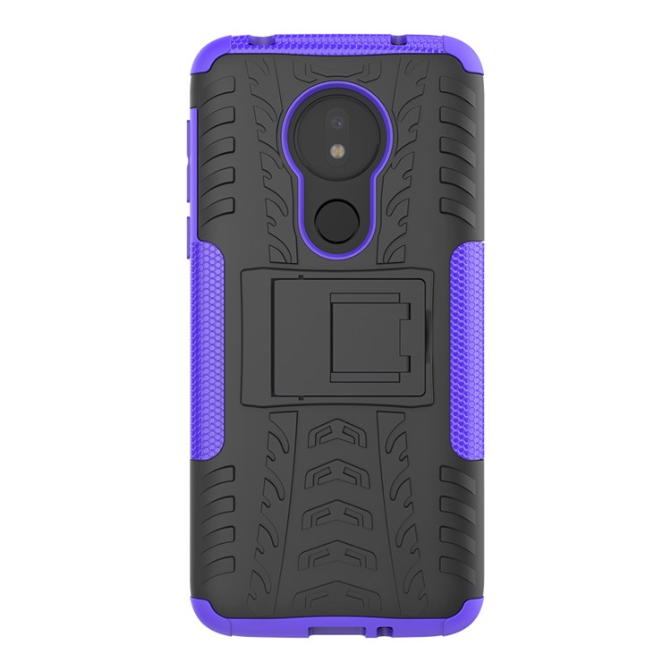 Cool Tyre Kickstand PC + TPU Hybrid Protection Case for Motorola Moto G7 Power (US Version) - Purple-4