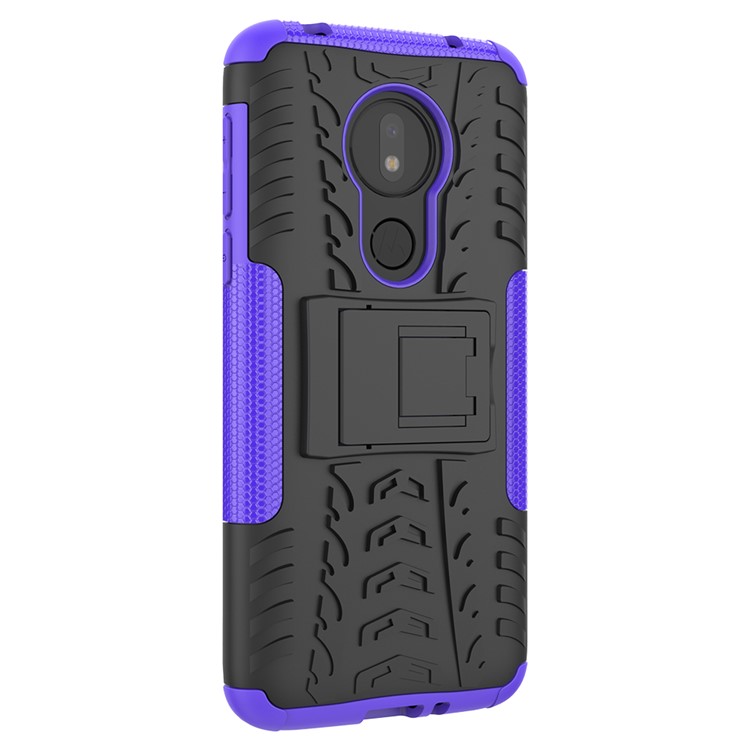 Cool Tyre Kickstand PC + TPU Hybrid Protection Case for Motorola Moto G7 Power (US Version) - Purple-6