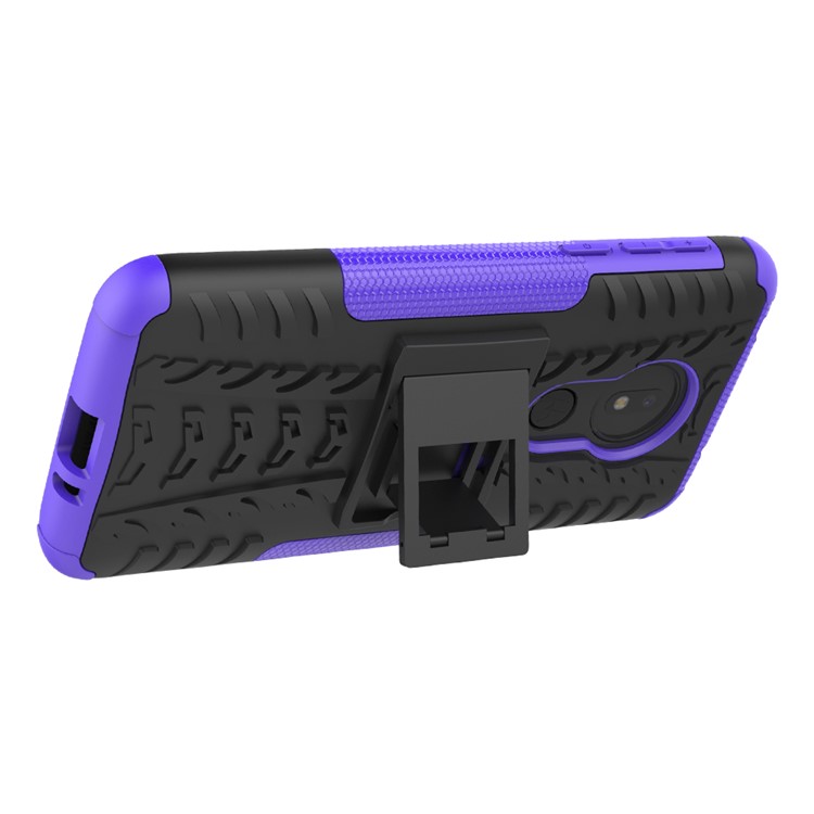Cool Tyre Kickstand PC + TPU Hybrid Protection Case for Motorola Moto G7 Power (US Version) - Purple-7