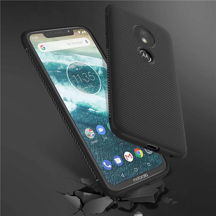 Jazz Series Twill Texture TPU Back Mobile Casing for Motorola Moto G7 Play (EU Version) - Black-8