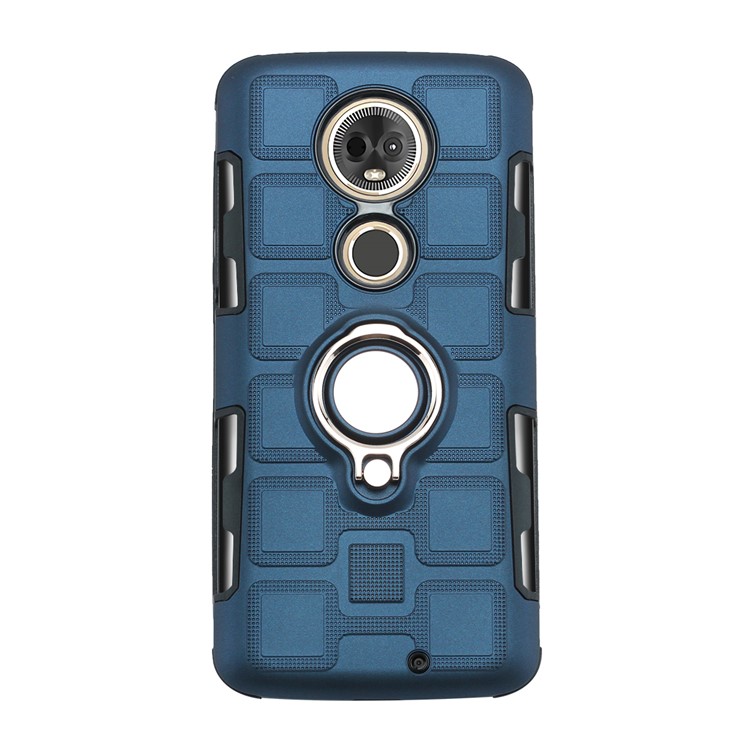 Geometric Pattern TPU PC Hybrid Shell with Kickstand for Motorola Moto G7 - Dark Blue-2